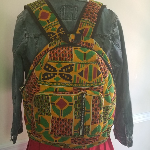 Vintage quilted cloth African print backpack